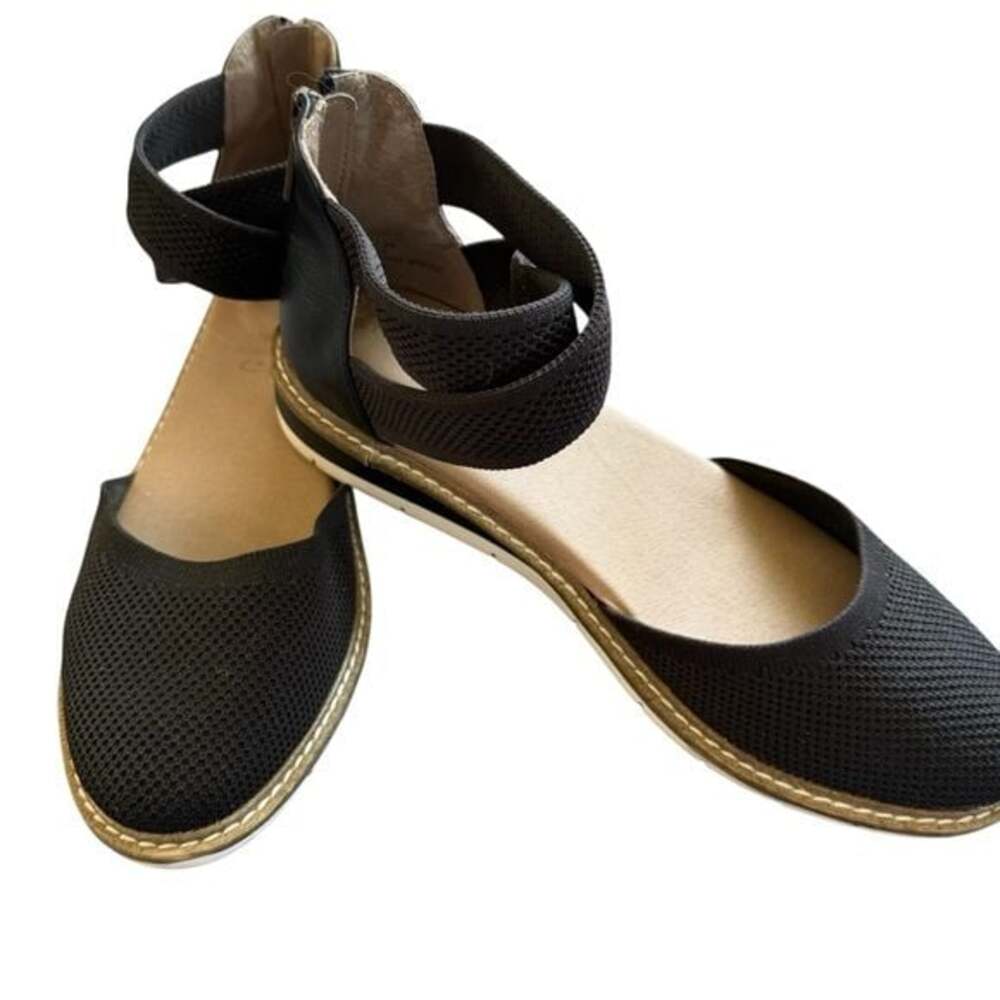 Kelly & Katie Black Ankle-Strap Flat Sandals